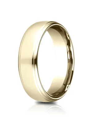 Benchmark 14K Yellow Gold 6.5mm Comfort-Fit Drop Edge High Polish Design Band, (Size 4-14)
