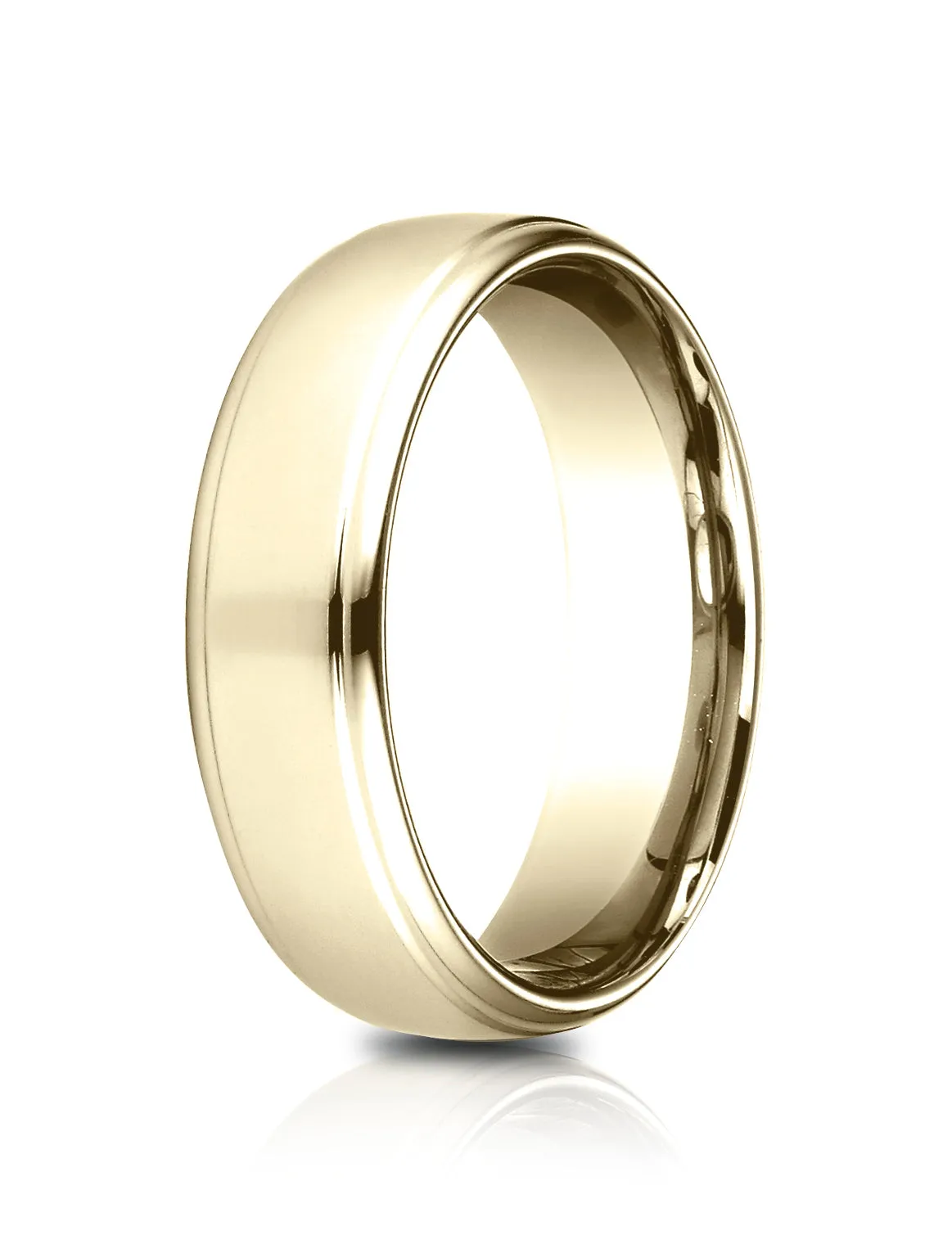 Benchmark 14K Yellow Gold 6.5mm Comfort-Fit Drop Edge High Polish Design Band, (Size 4-14)