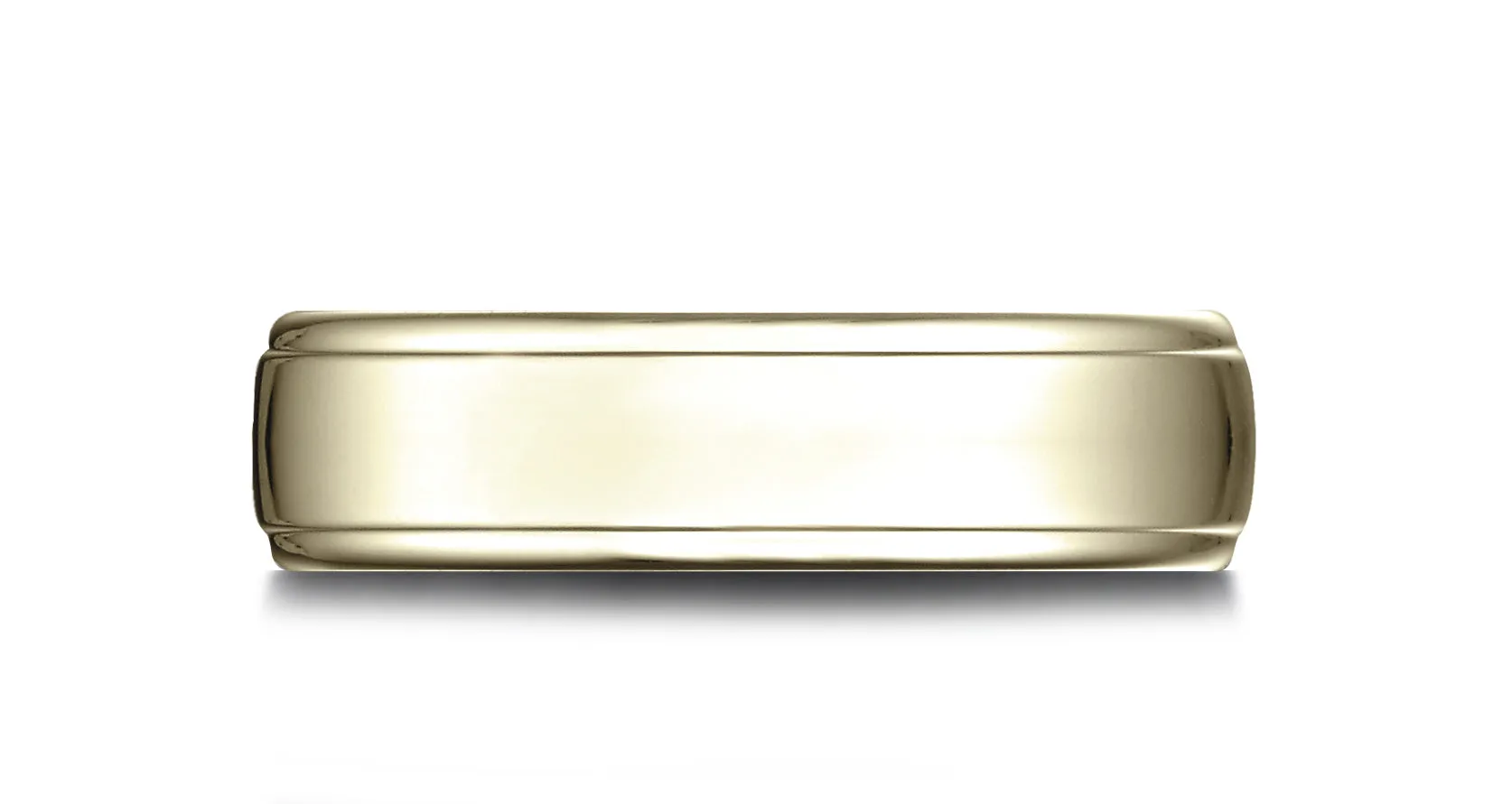 Benchmark 14K Yellow Gold 6.5mm Comfort-Fit Drop Edge High Polish Design Band, (Size 4-14)