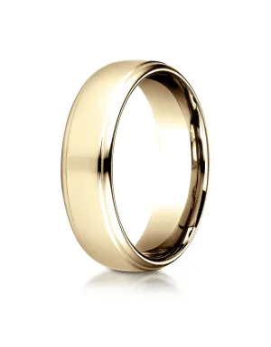 Benchmark 14k Yellow Gold 6.5mm Comfort-Fit Drop Edge High Polish Design Band, (Sizes 4-14)