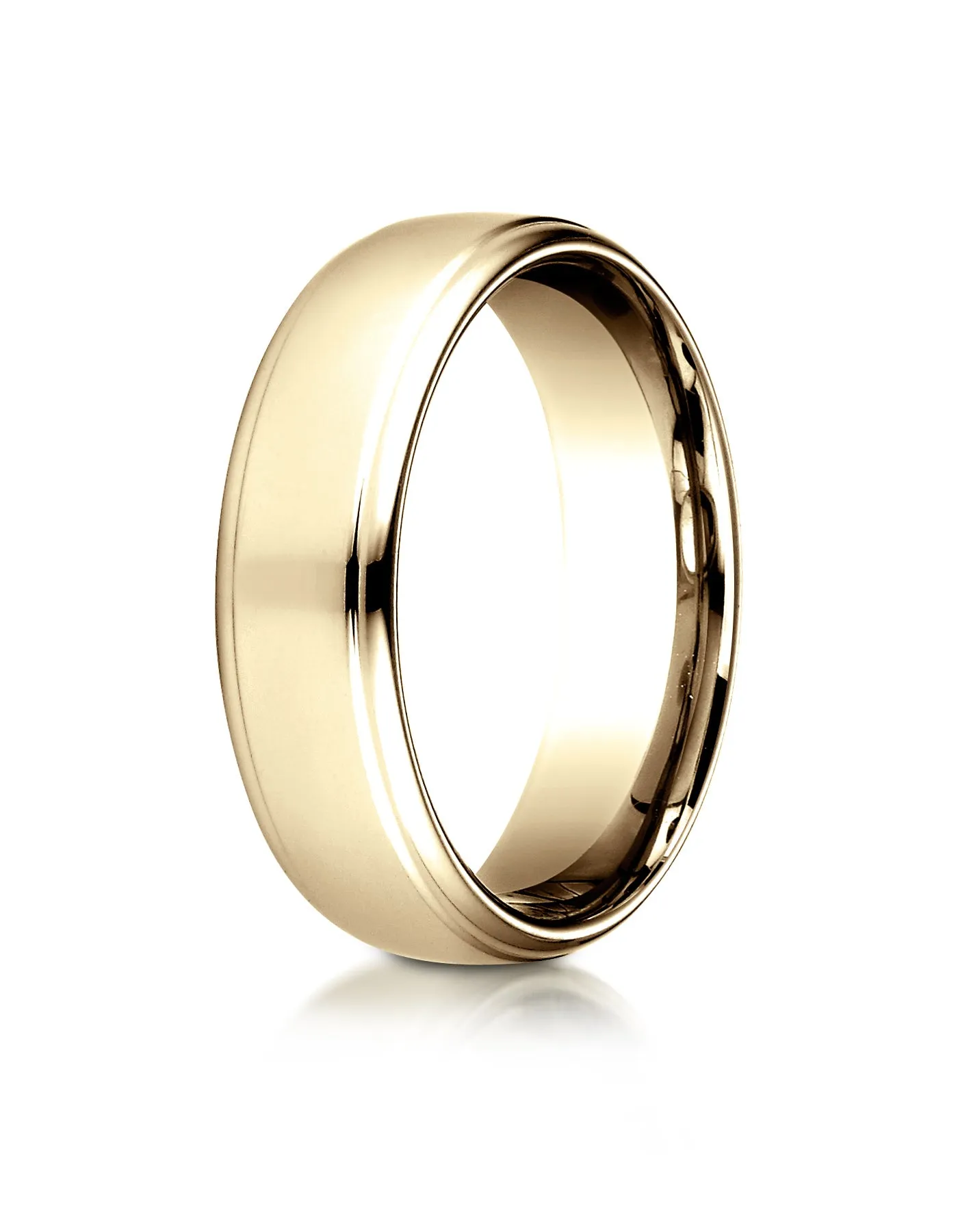 Benchmark 14k Yellow Gold 6.5mm Comfort-Fit Drop Edge High Polish Design Band, (Sizes 4-14)