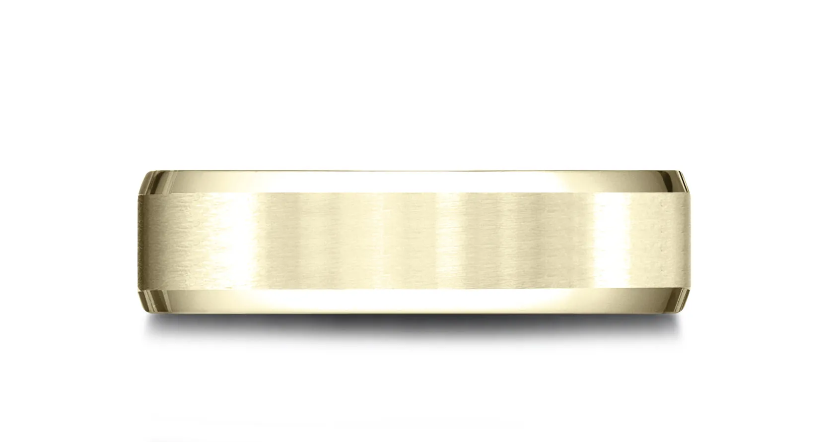 Benchmark 14k Yellow Gold 6.5mm Comfort-Fit Satin-Finished w/ , Polished Beveled Edge Carved Design Band