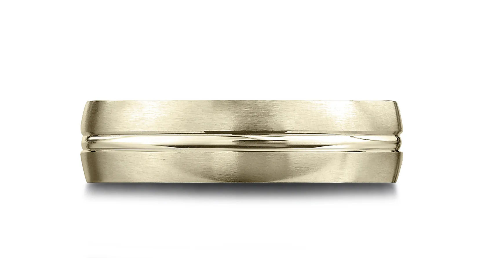 Benchmark 14k Yellow Gold 6.5mm Comfort-Fit Satin-Finished with, Polished Center Cut Carved Design Band