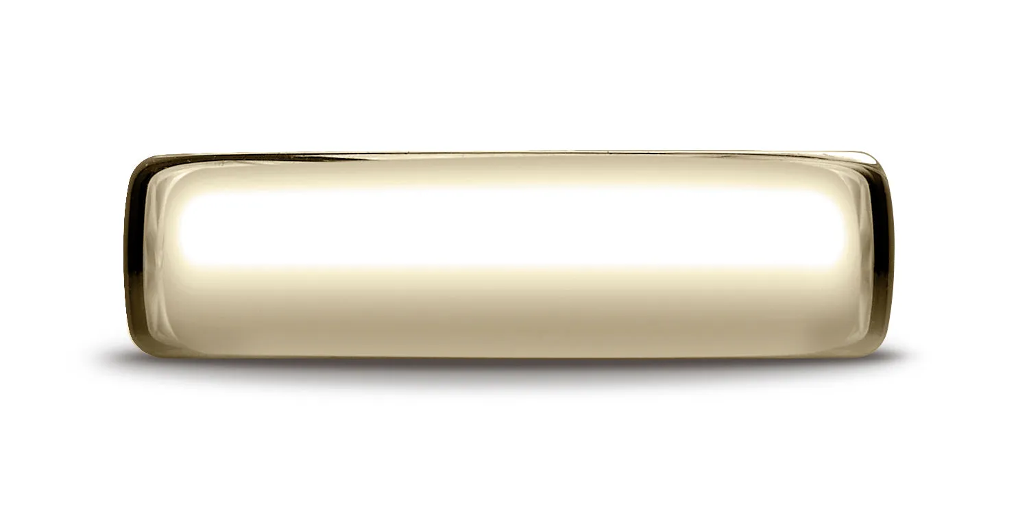Benchmark 14K Yellow Gold 6.5mm European Comfort-Fit Wedding Band Ring (Sizes 4 - 14 )