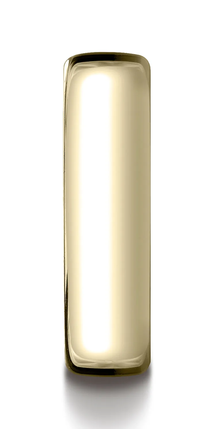 Benchmark 14K Yellow Gold 6.5mm European Comfort-Fit Wedding Band Ring (Sizes 4 - 14 )