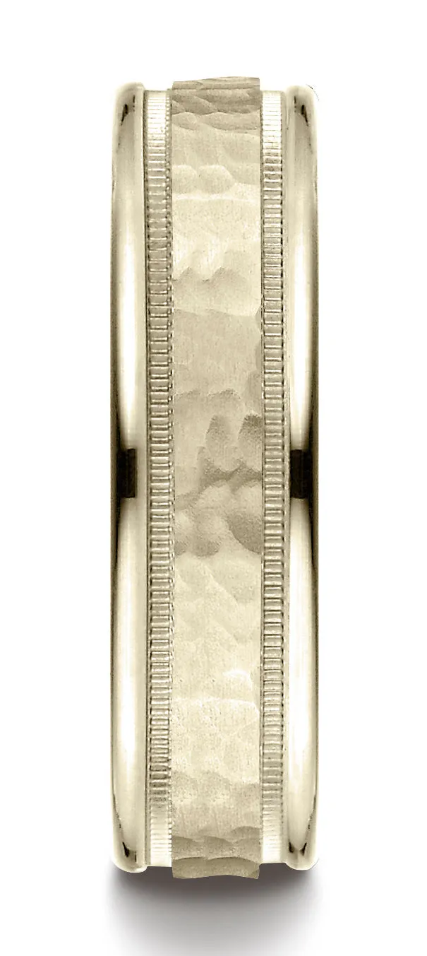 Benchmark 14K Yellow Gold 6mm Comfort-Fit High Polished Squared Edge Carved Design Wedding Band Ring