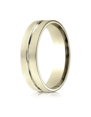 Benchmark 14K Yellow Gold 6mm Comfort-Fit Satin-Finished w/  High Polished Center Cut Carved Design Ring