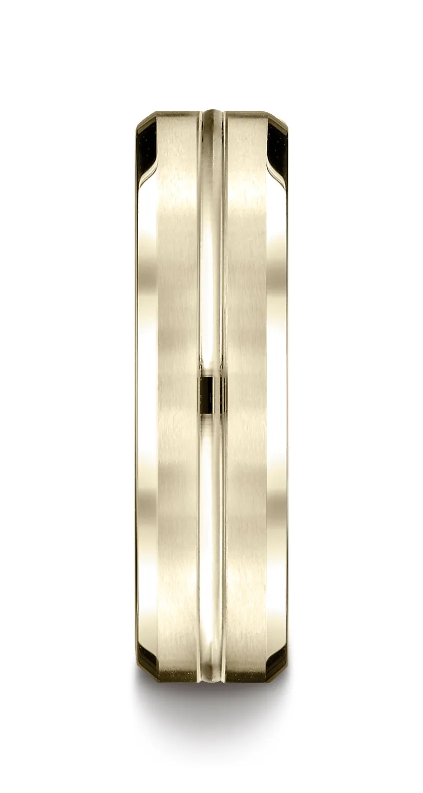 Benchmark 14K Yellow Gold 6mm Comfort-Fit Satin-Finished with High Polish Cut Carved Design Wedding Band