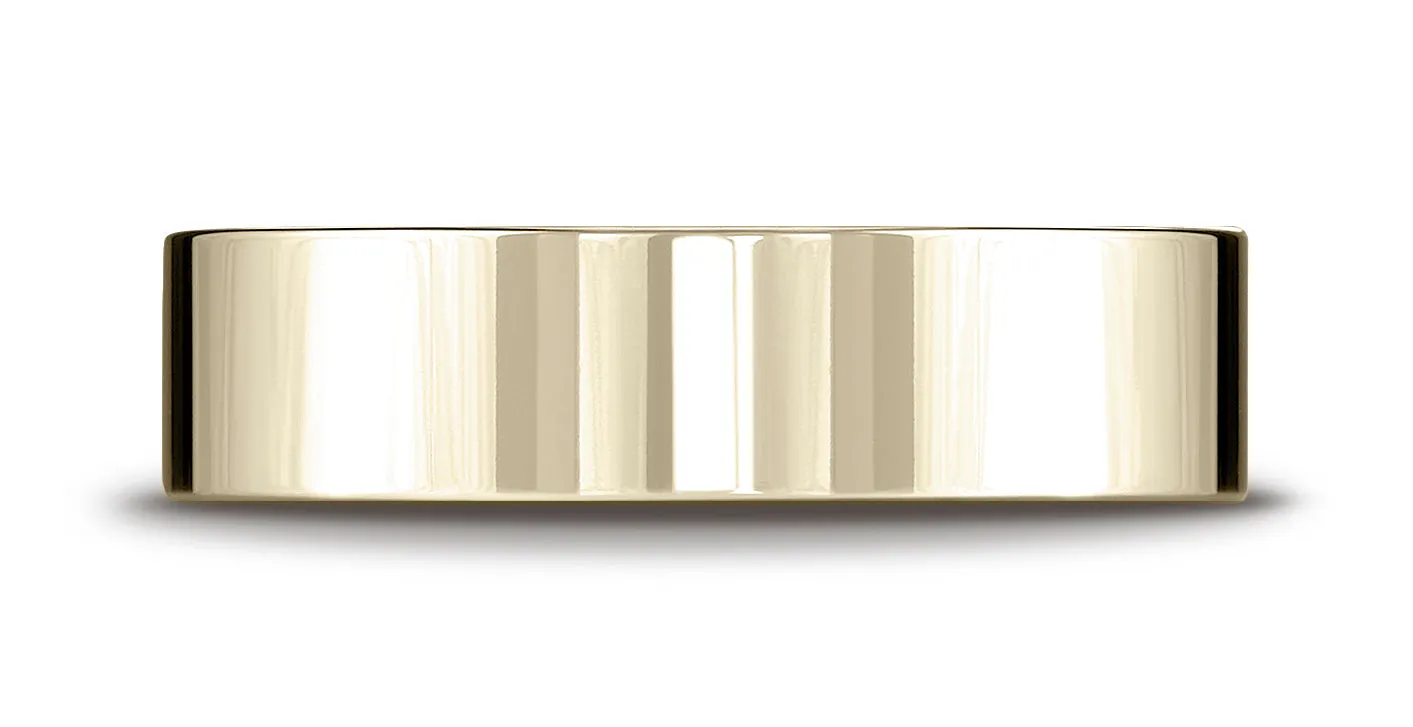 Benchmark 14K Yellow Gold 6mm Flat Comfort-Fit Wedding Band Ring (Sizes 4 - 15 )