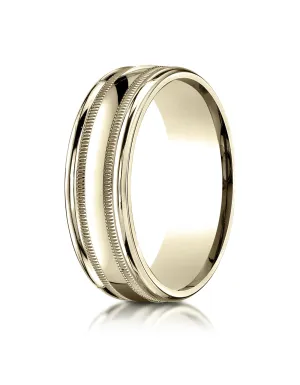 Benchmark 14k Yellow Gold 7mm Comfort-Fit High Polish with Milgrain Round Edge Carved Design Band (4-15)