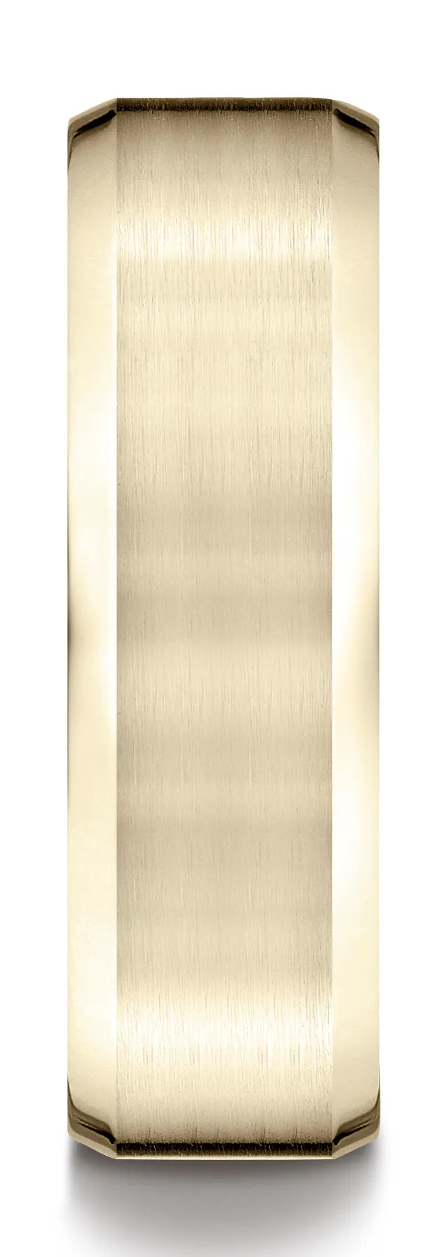 Benchmark 14k Yellow Gold 7mm Comfort-Fit Satin-Finish w/ High Polish Beveled Edge Band,(4-15)