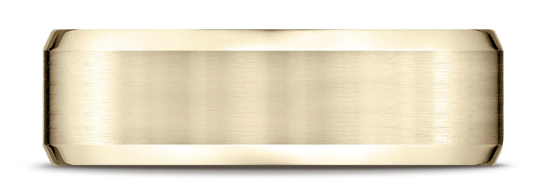 Benchmark 14k Yellow Gold 7mm Comfort-Fit Satin-Finish w/ High Polish Beveled Edge Band,(4-15)