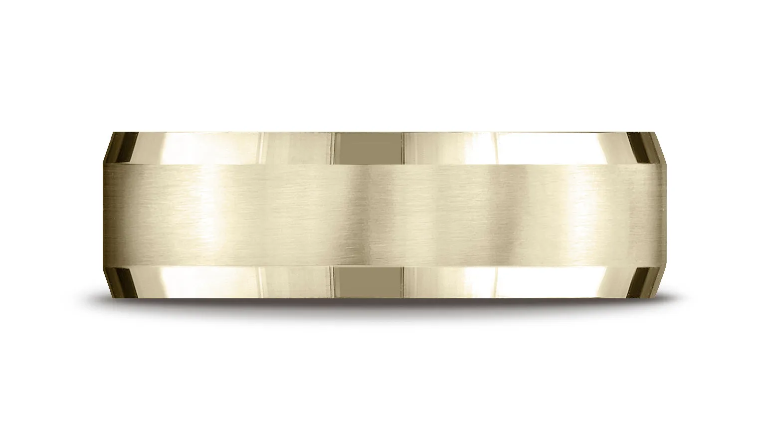 Benchmark 14K Yellow Gold 7mm Comfort-Fit Satin-Finished Four-Sided Carved Design Wedding Band Ring