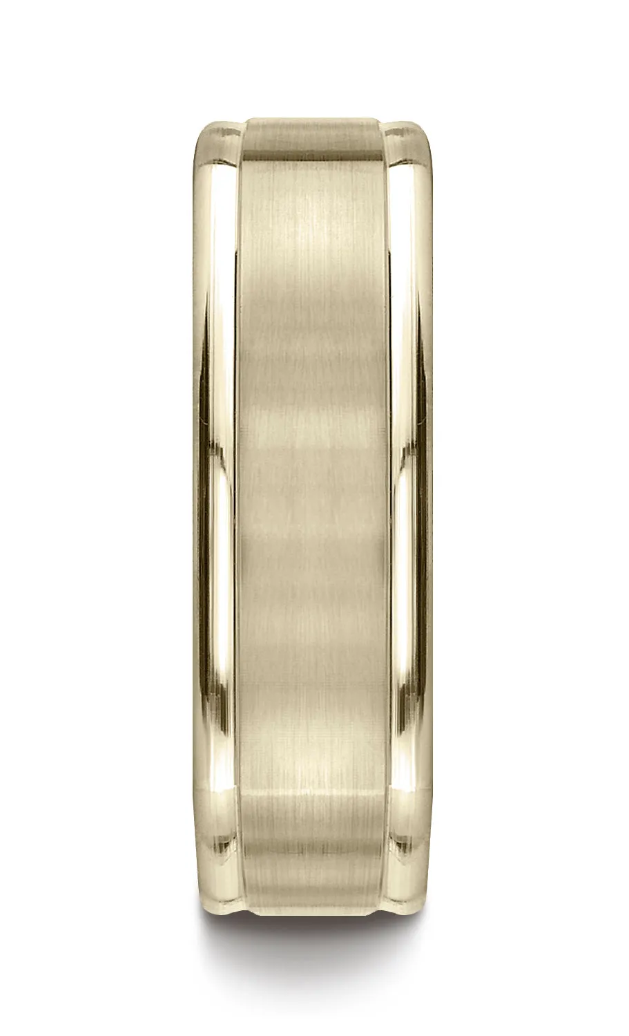 Benchmark 14K Yellow Gold 7mm Comfort-Fit Satin-Finished Four-Sided Carved Design Wedding Band Ring