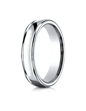 Benchmark 18K White Gold 4mm Comfort-Fit Satin-Finished High Polish Finish Round Edge Design Wedding Band