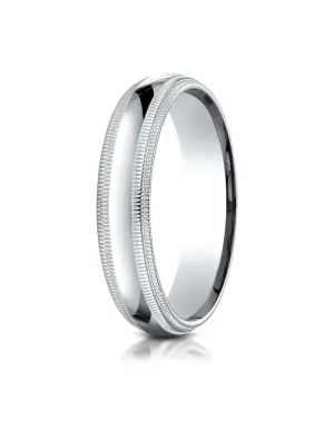 Benchmark 18K White Gold 5mm Slightly Domed Standard Comfort-Fit Wedding Band Ring with Double Milgrain