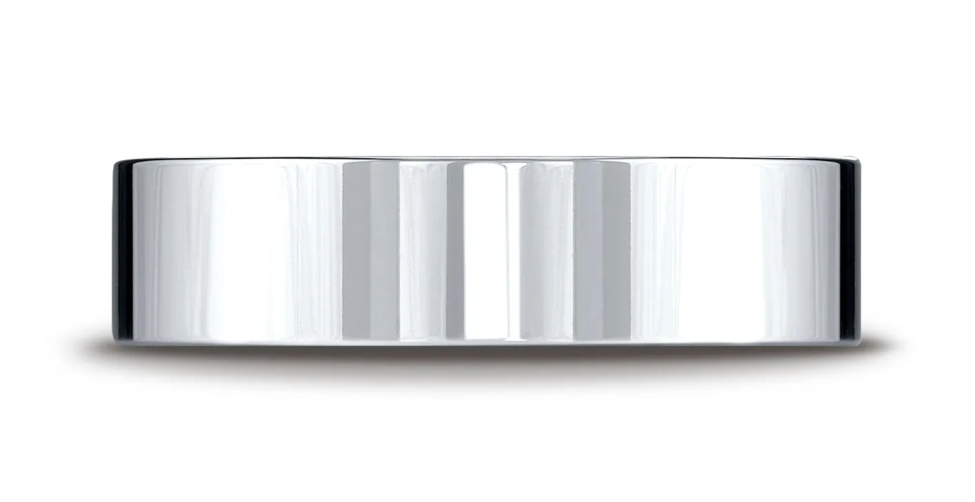 Benchmark 18K White Gold 6mm Flat Comfort-Fit Wedding Band Ring (Sizes 4 - 15 )