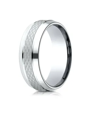 Benchmark 18K White Gold 7.5mm Comfort-Fit Chain Link Center with High Polish Beveled Edge Design band