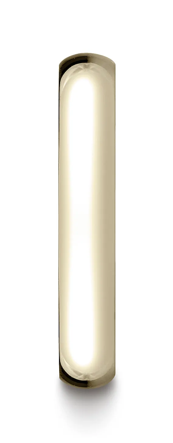 Benchmark 18K Yellow Gold 4mm Slightly Domed Standard Comfort-Fit Wedding Band Ring (Sizes 4 - 15 )