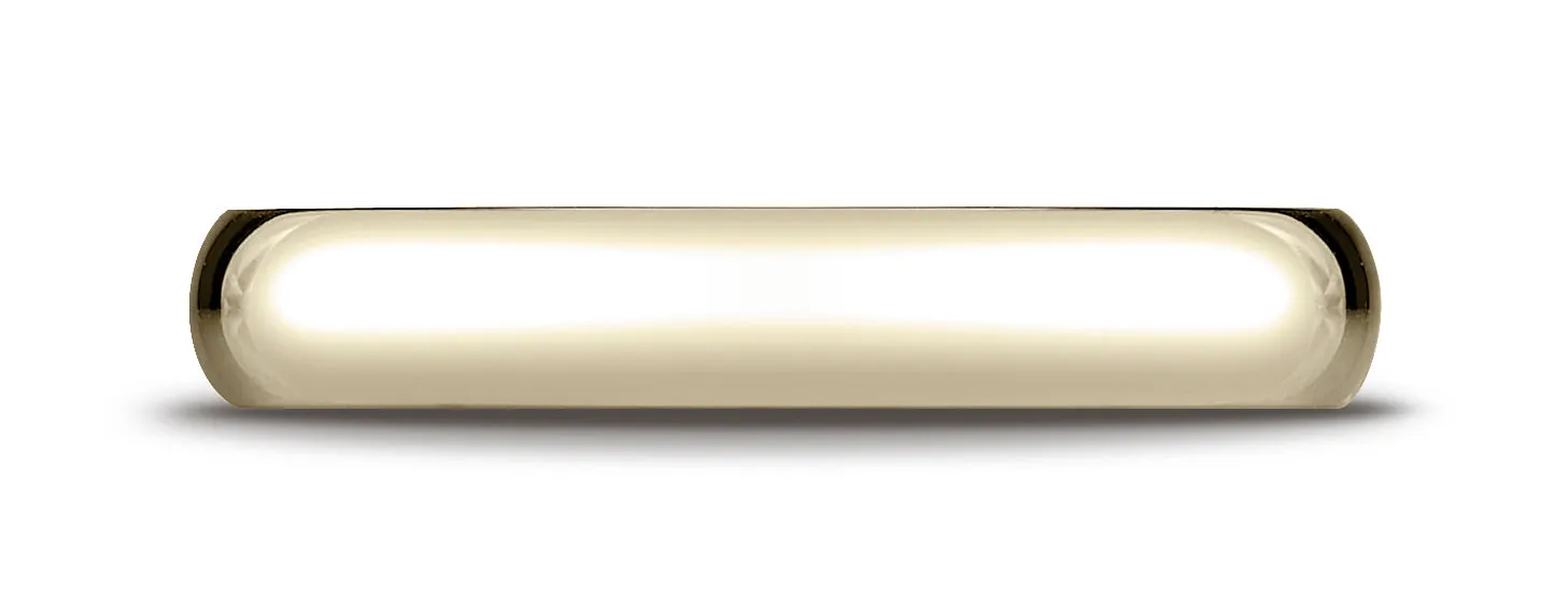 Benchmark 18K Yellow Gold 4mm Slightly Domed Standard Comfort-Fit Wedding Band Ring (Sizes 4 - 15 )