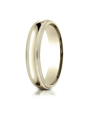 Benchmark 18K Yellow Gold 5mm Slightly Domed Standard Comfort-Fit Wedding Band Ring with Double Milgrain