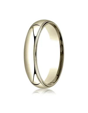 Benchmark 18K Yellow Gold 5mm Slightly Domed Standard Comfort-Fit Wedding Band Ring with Milgrain