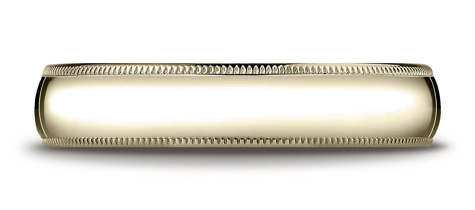 Benchmark 18K Yellow Gold 5mm Slightly Domed Standard Comfort-Fit Wedding Band Ring with Milgrain