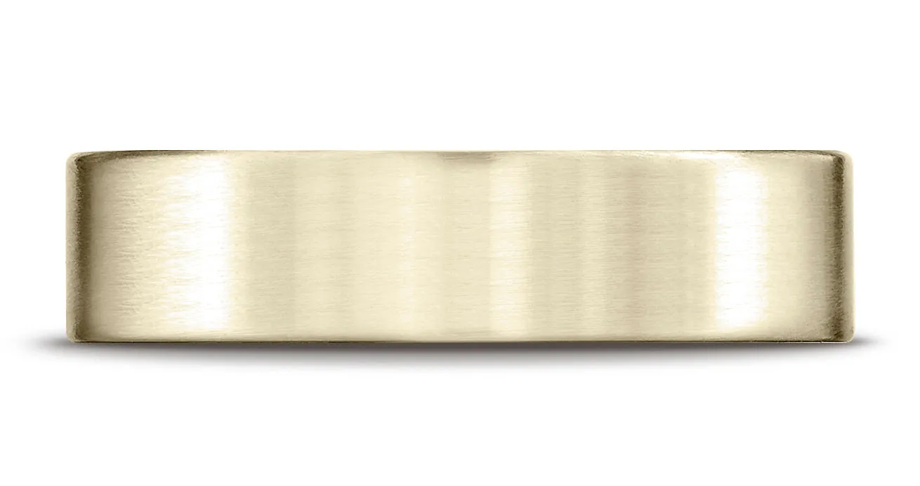 Benchmark 18K Yellow Gold 6mm Comfort-Fit Satin-Finished Carved Design Wedding Band Ring (Sizes 4 - 15 )