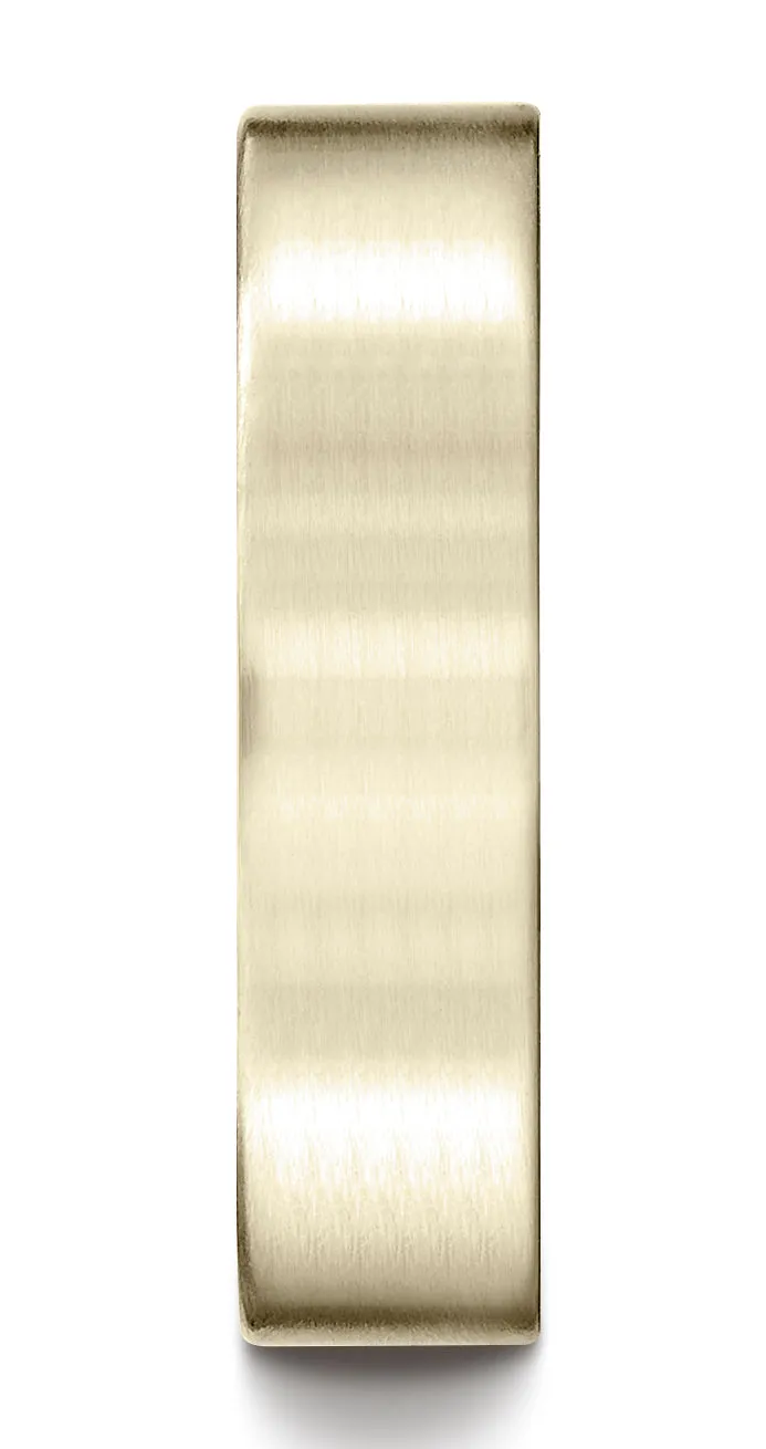 Benchmark 18K Yellow Gold 6mm Comfort-Fit Satin-Finished Carved Design Wedding Band Ring (Sizes 4 - 15 )