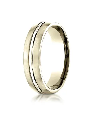 Benchmark 18k Yellow Gold 6mm Comfort-Fit Satin-Finished w/  High Polished Center Cut Carved Design Ring