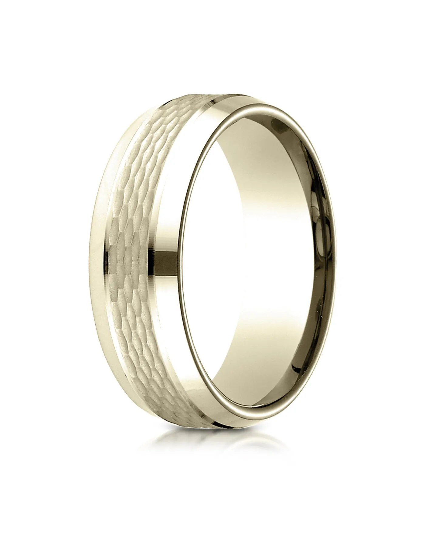 Benchmark 18K Yellow Gold 7.5mm Comfort-Fit Chain Link Center with High Polish Beveled Edge Design band