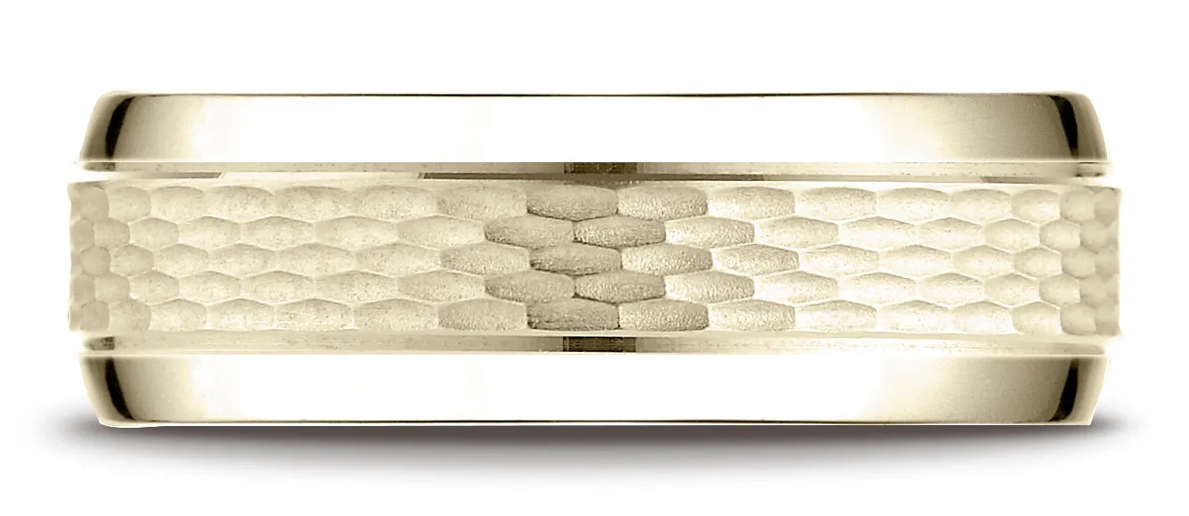 Benchmark 18K Yellow Gold 7.5mm Comfort-Fit Chain Link Center with High Polish Beveled Edge Design band