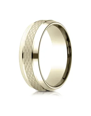 Benchmark 18K Yellow Gold 7.5mm Comfort-Fit Chain Link Center with High Polish Beveled Edge Design band