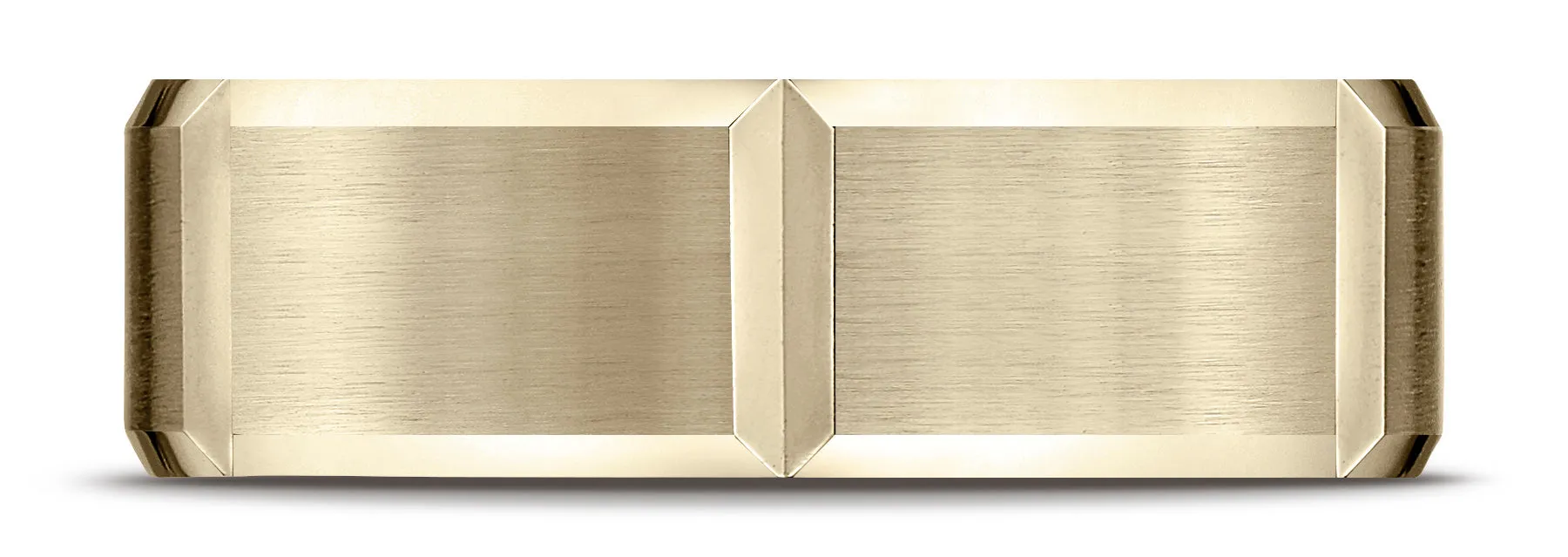 Benchmark 18k Yellow Gold 7mm Comfort-Fit Satin-Finished Grooves Carved Design Band, (Sizes 4-15)