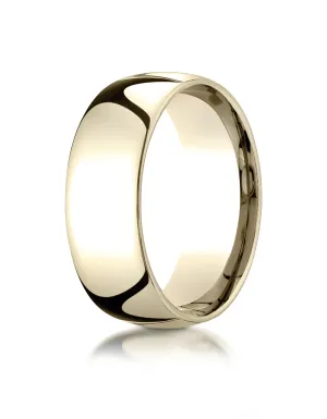 Benchmark 18K Yellow Gold 8mm Slightly Domed Standard Comfort-Fit Wedding Band Ring (Sizes 4 - 15 )