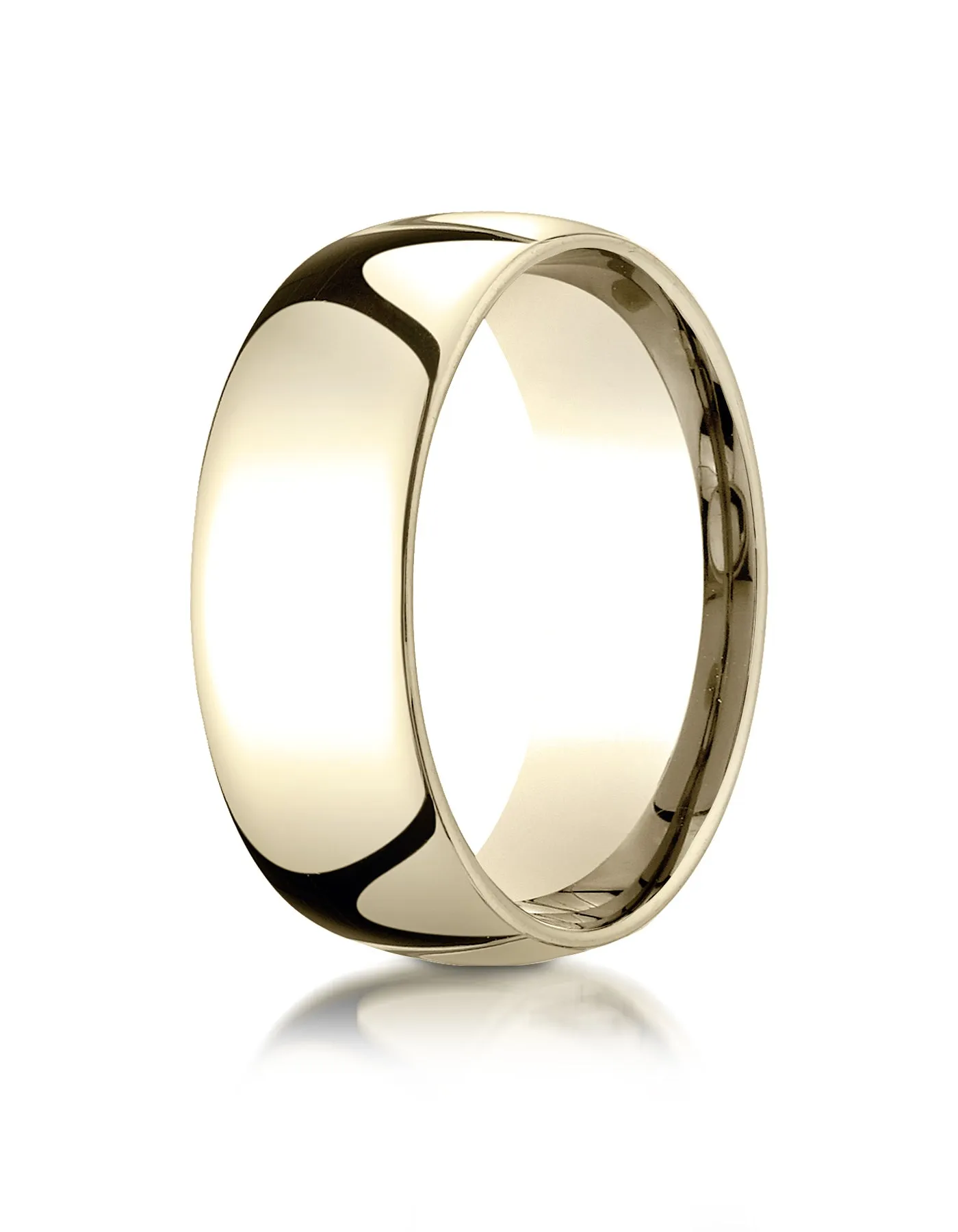 Benchmark 18K Yellow Gold 8mm Slightly Domed Standard Comfort-Fit Wedding Band Ring (Sizes 4 - 15 )