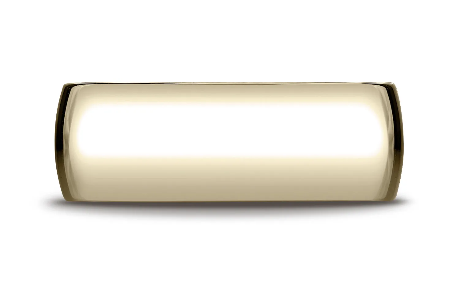 Benchmark 18K Yellow Gold 8mm Slightly Domed Standard Comfort-Fit Wedding Band Ring (Sizes 4 - 15 )