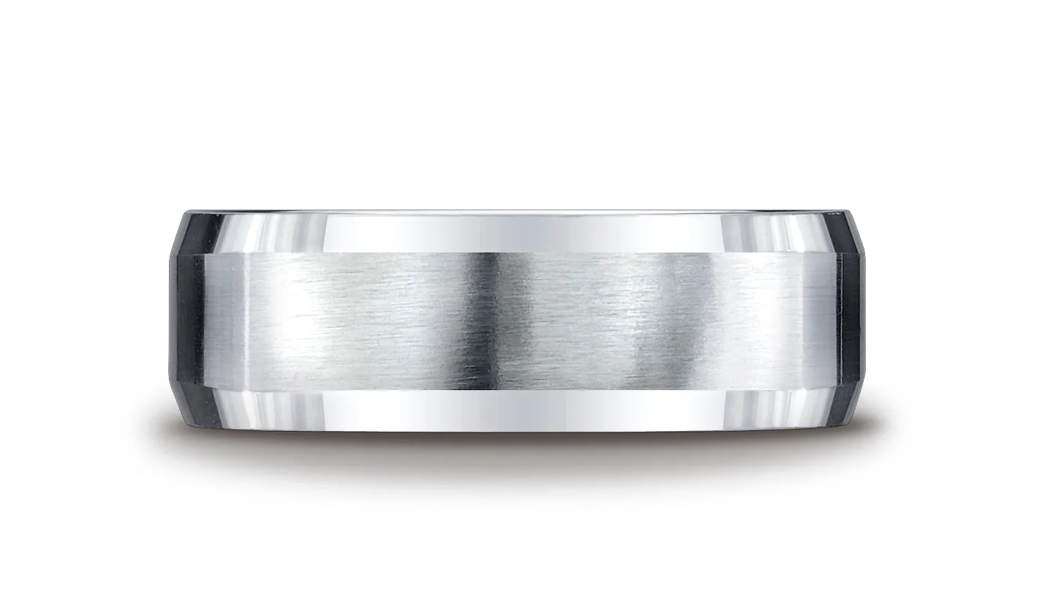 Benchmark Argentium Silver 7mm Comfort-Fit Four-Sided Design Wedding Band Ring, (Sizes 6 - 15)