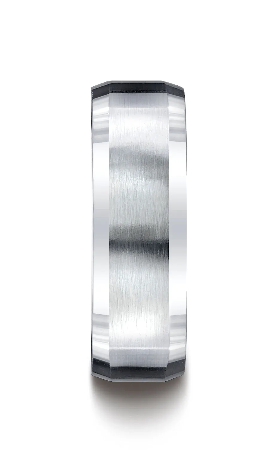 Benchmark Argentium Silver 7mm Comfort-Fit Four-Sided Design Wedding Band Ring, (Sizes 6 - 15)