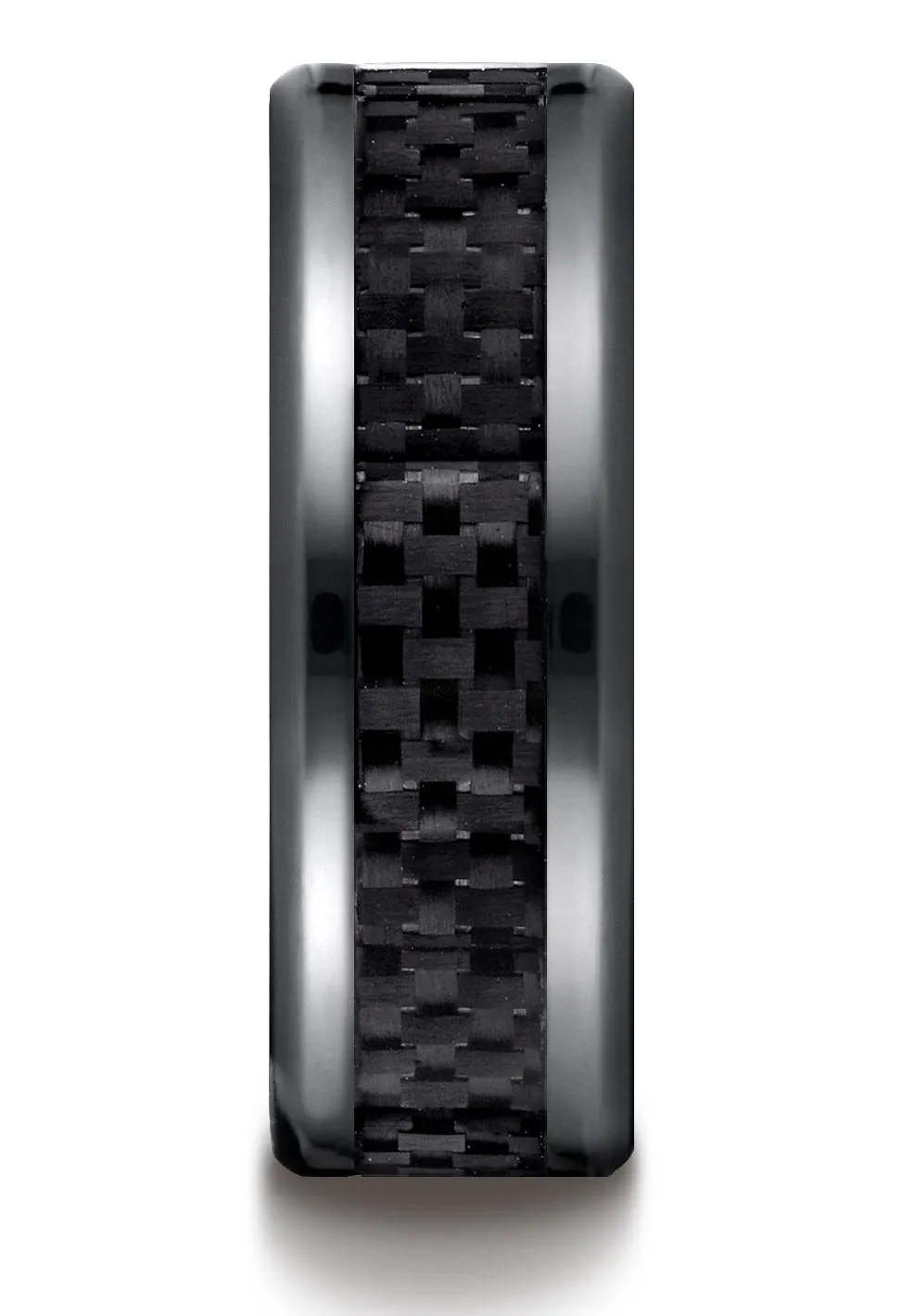 Benchmark Black Titanium 8mm Comfort-Fit Carbon Fiber Inlay Design Wedding Band Ring, (Sizes 6 - 14)