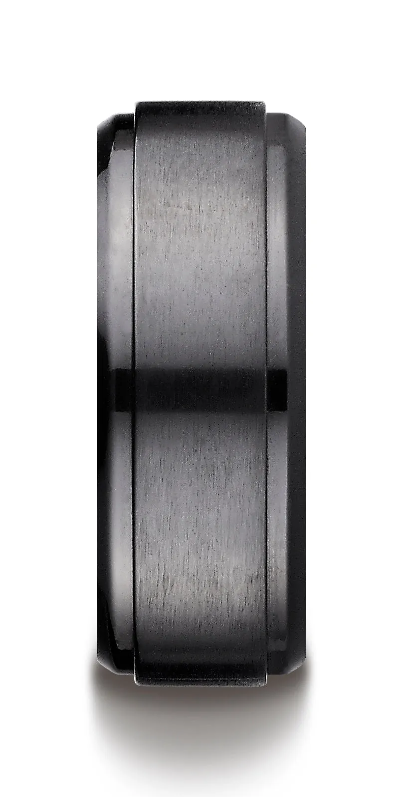 Benchmark Black Titanium 9mm Comfort-Fit Satin-Finished Stair-Step Edge Design Wedding Band Ring