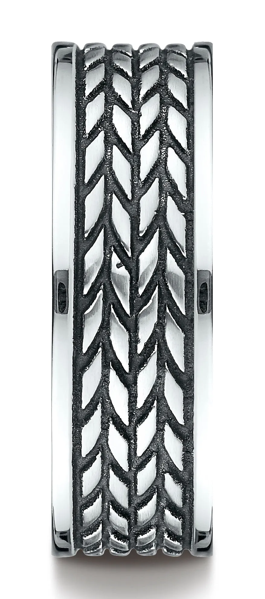 Benchmark Cobaltchrome 8 mm Comfort-Fit Ring with treaded pattern, (Sizes 6-14)