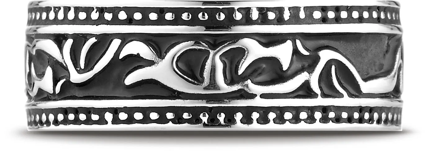 Benchmark Cobaltchrome 8mm Comfort-Fit Scroll Pattern Wedding Band Ring, (Sizes 6 - 14)