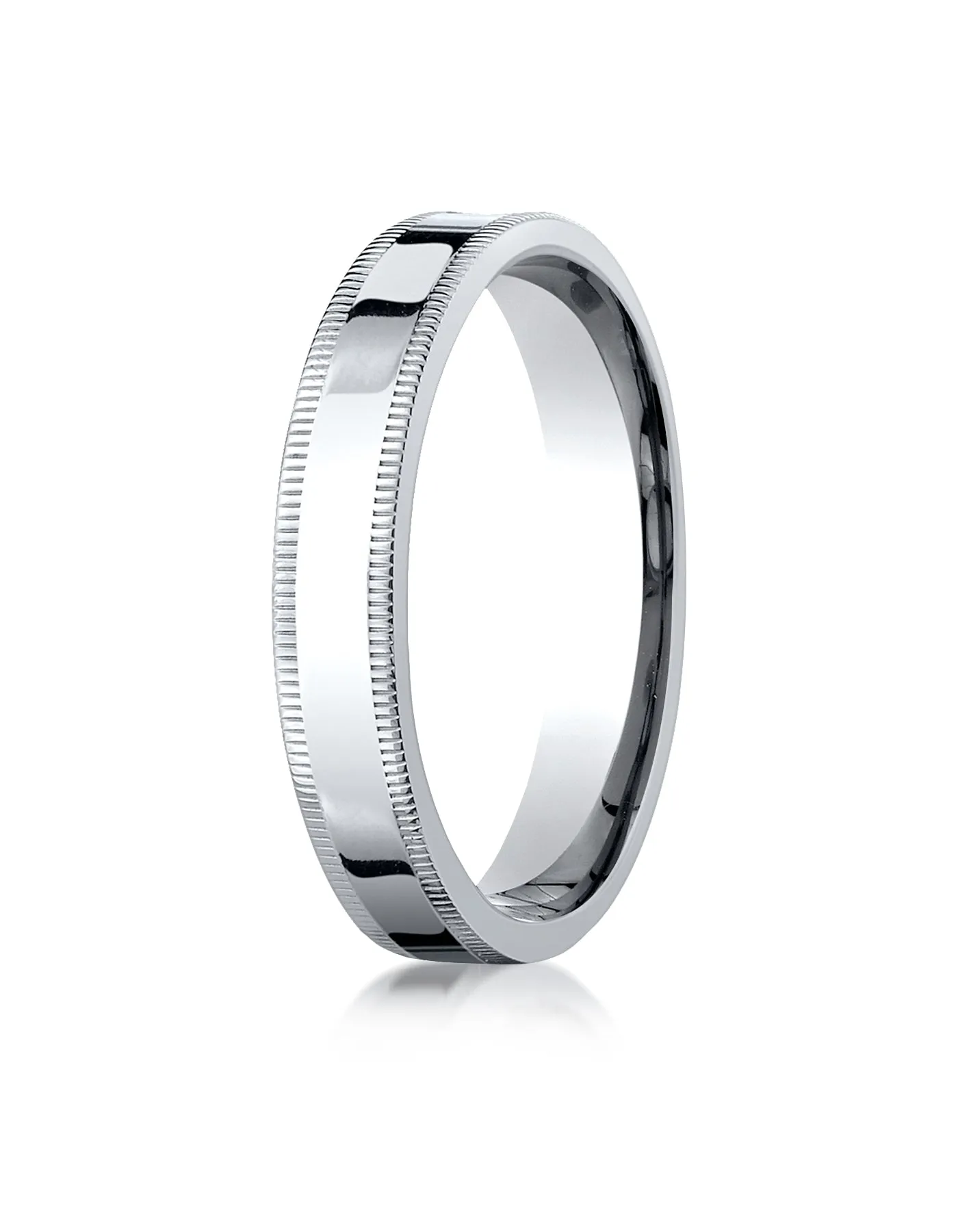 Benchmark Palladium 4mm Flat Comfort-Fit Wedding Band Ring with Milgrain (Sizes 4 - 15 )