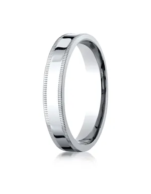 Benchmark Palladium 4mm Flat Comfort-Fit Wedding Band Ring with Milgrain (Sizes 4 - 15 )