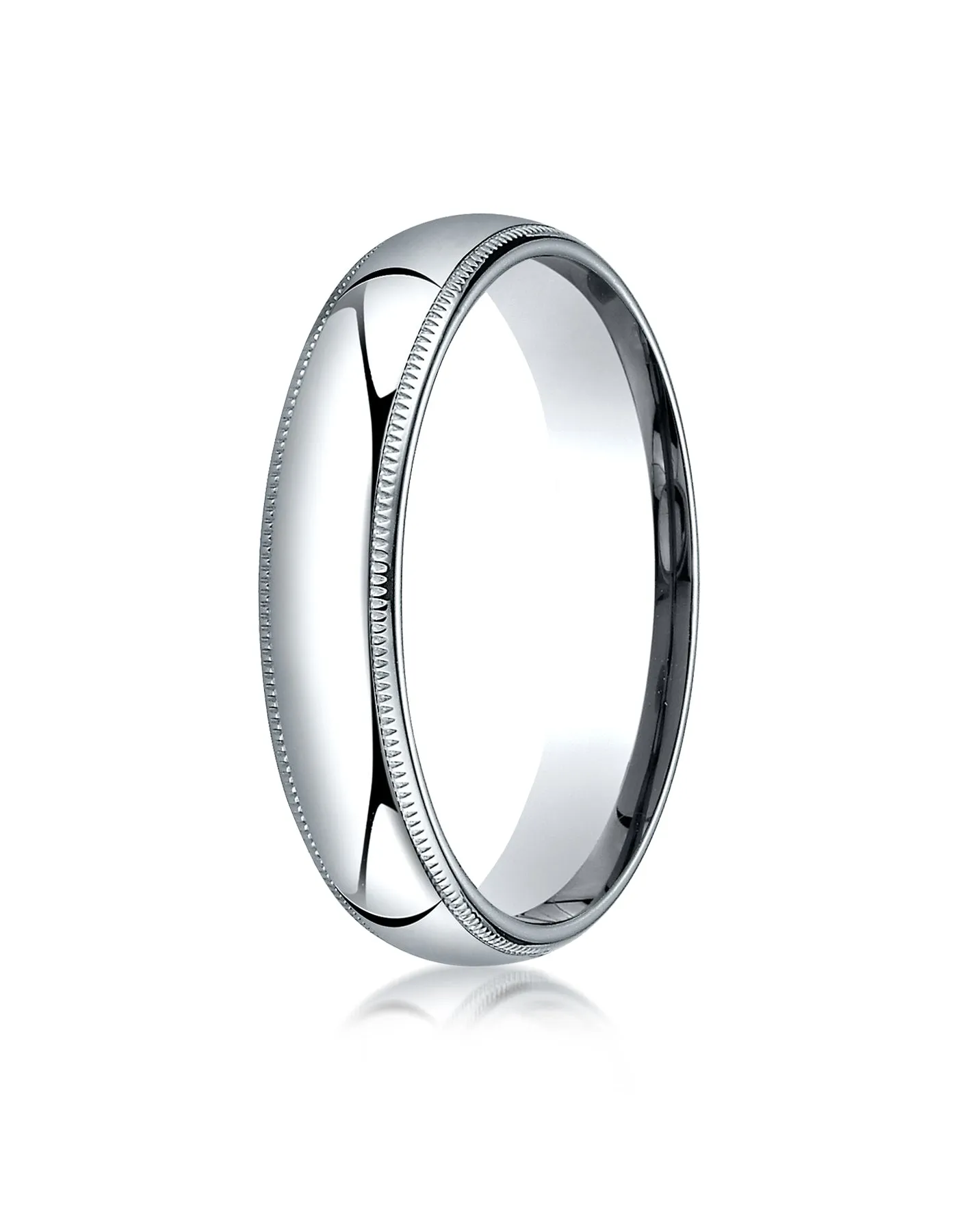 Benchmark Palladium 5mm Slightly Domed Standard Comfort-Fit Wedding Band Ring with Milgrain