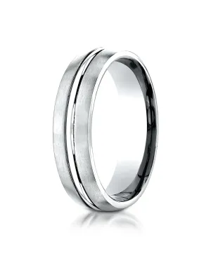 Benchmark Palladium 6mm Comfort-Fit Satin-Finished with High Polished Center Cut Carved Design Band Ring