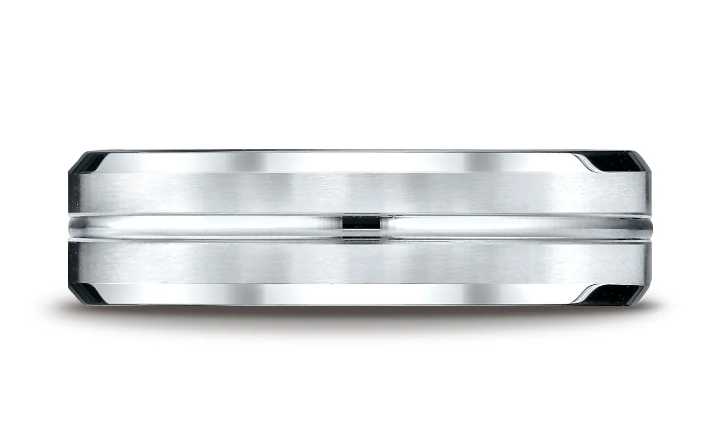 Benchmark Palladium 6mm Comfort-Fit Satin-Finished with High Polished Cut Carved Design Wedding Ring