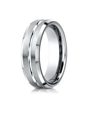 Benchmark Palladium 6mm Comfort-Fit Satin-Finished with High Polished Cut Carved Design Wedding Ring