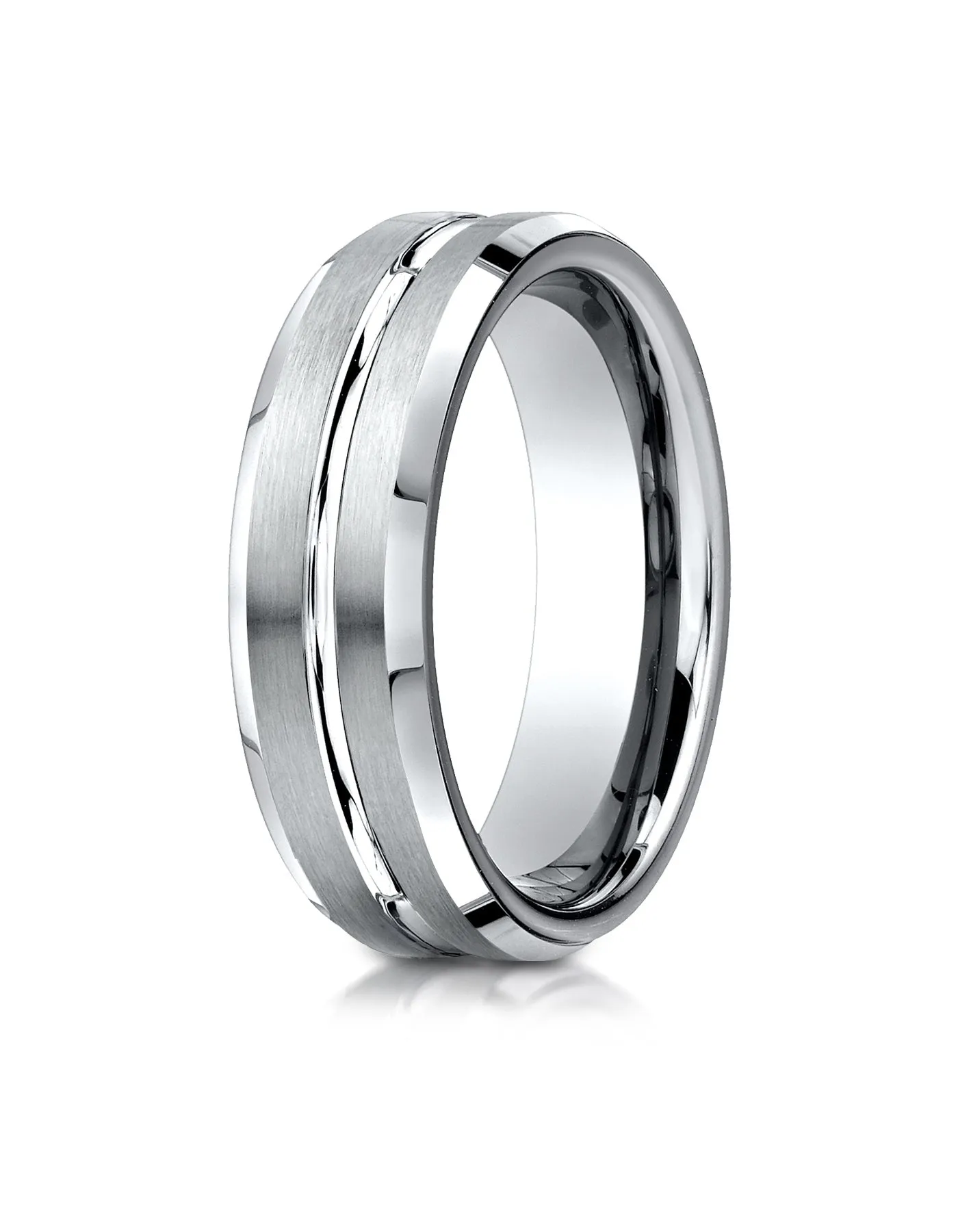 Benchmark Palladium 6mm Comfort-Fit Satin-Finished with High Polished Cut Carved Design Wedding Ring